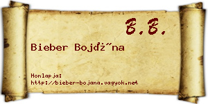 Bieber Bojána névjegykártya